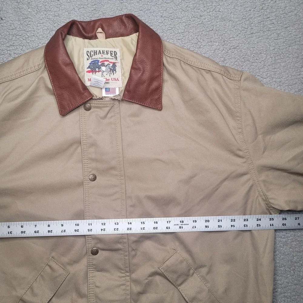 Schaefer Outfitter Jacket XL Beige Lodge Cruiser Canvas Leather Collar Western